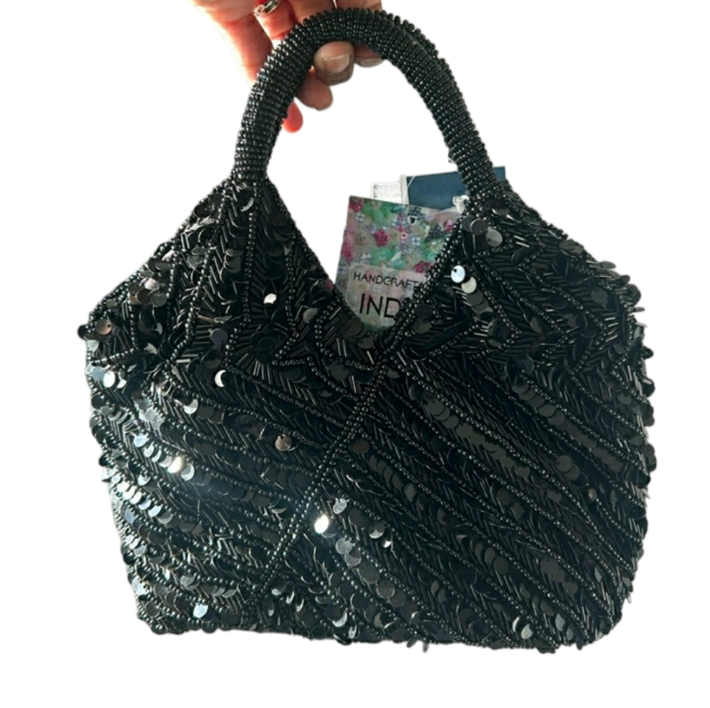 Viral black beaded purse